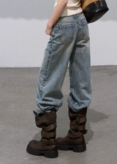 Burnt Flower Wide-Leg Jeans